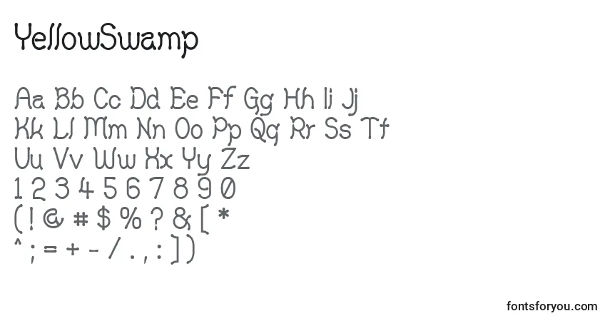 Czcionka YellowSwamp – alfabet, cyfry, specjalne znaki