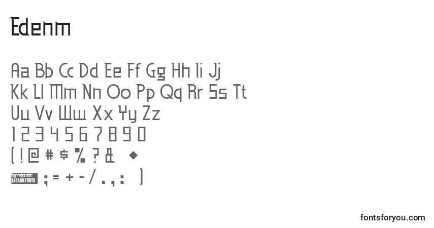 A fonte Edenm – alfabeto, números, caracteres especiais