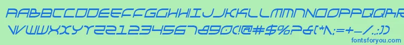 Шрифт GalgaBoldCondenseditalic – синие шрифты на зелёном фоне
