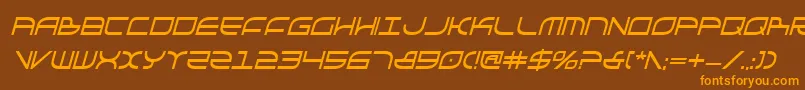 フォントGalgaBoldCondenseditalic – オレンジ色の文字が茶色の背景にあります。