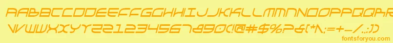 フォントGalgaBoldCondenseditalic – オレンジの文字が黄色の背景にあります。