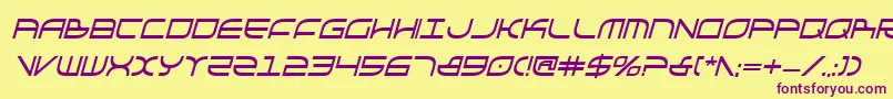 GalgaBoldCondenseditalic-fontti – violetit fontit keltaisella taustalla