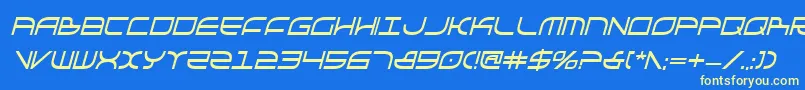 GalgaBoldCondenseditalic Font – Yellow Fonts on Blue Background