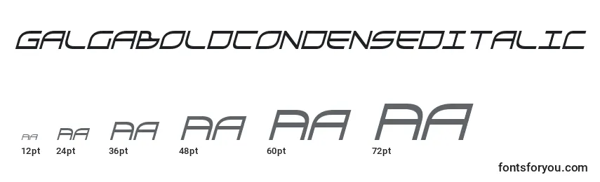 Größen der Schriftart GalgaBoldCondenseditalic