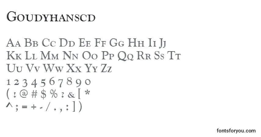A fonte Goudyhanscd – alfabeto, números, caracteres especiais