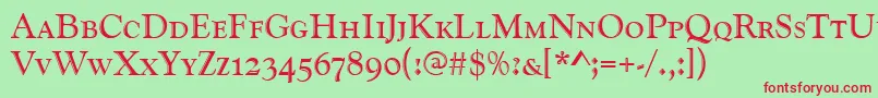 Goudyhanscd Font – Red Fonts on Green Background