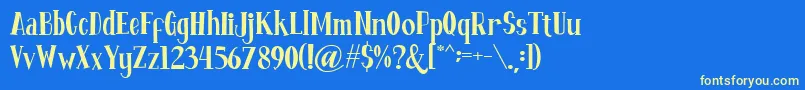 Fontastique Font – Yellow Fonts on Blue Background