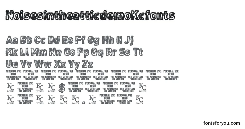 Czcionka NoisesintheatticdemoKcfonts – alfabet, cyfry, specjalne znaki