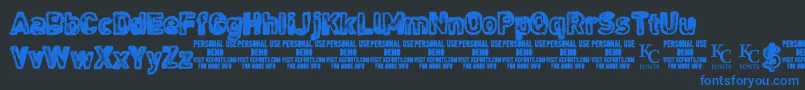 NoisesintheatticdemoKcfonts-fontti – siniset fontit mustalla taustalla