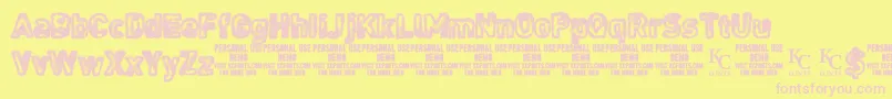 NoisesintheatticdemoKcfonts-Schriftart – Rosa Schriften auf gelbem Hintergrund