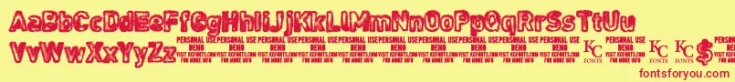 NoisesintheatticdemoKcfonts Font – Red Fonts on Yellow Background