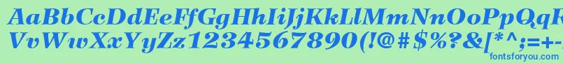 Czcionka WilkeLt96BlackItalic – niebieskie czcionki na zielonym tle