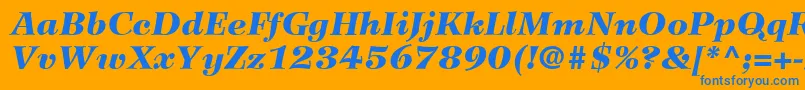 WilkeLt96BlackItalic-fontti – siniset fontit oranssilla taustalla