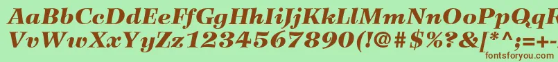 Fonte WilkeLt96BlackItalic – fontes marrons em um fundo verde