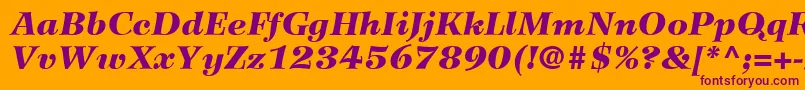 Fonte WilkeLt96BlackItalic – fontes roxas em um fundo laranja