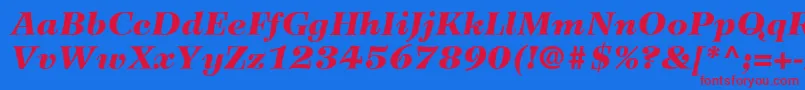 Fonte WilkeLt96BlackItalic – fontes vermelhas em um fundo azul