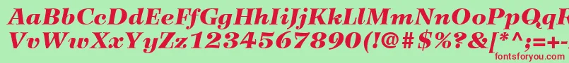 フォントWilkeLt96BlackItalic – 赤い文字の緑の背景