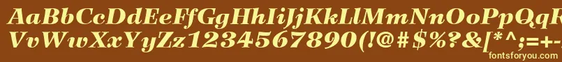 WilkeLt96BlackItalic-Schriftart – Gelbe Schriften auf braunem Hintergrund