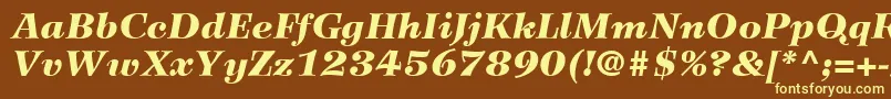 Fonte WilkeLt96BlackItalic – fontes amarelas em um fundo marrom