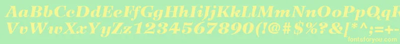 Fonte WilkeLt96BlackItalic – fontes amarelas em um fundo verde