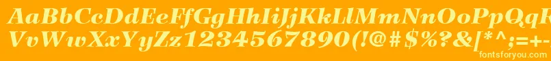 WilkeLt96BlackItalic-Schriftart – Gelbe Schriften auf orangefarbenem Hintergrund