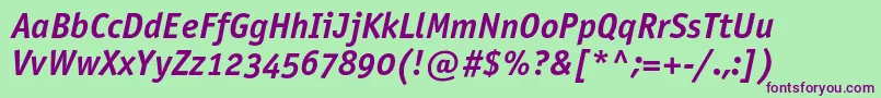 OfficinasansboldoscItalic Font – Purple Fonts on Green Background