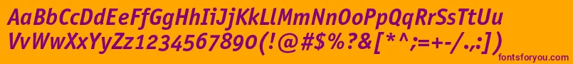 OfficinasansboldoscItalic Font – Purple Fonts on Orange Background