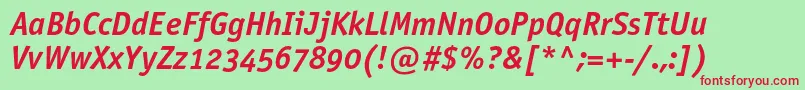 OfficinasansboldoscItalic Font – Red Fonts on Green Background