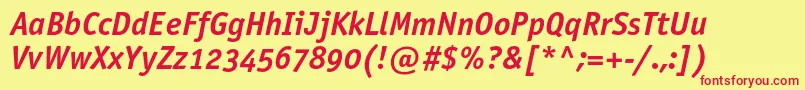 OfficinasansboldoscItalic Font – Red Fonts on Yellow Background