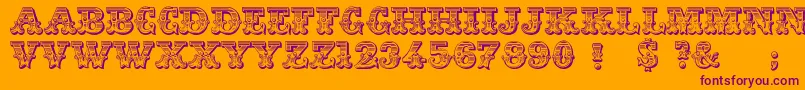Jfringmaster-Schriftart – Violette Schriften auf orangefarbenem Hintergrund