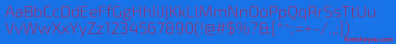 Exo2Extralight Font – Red Fonts on Blue Background