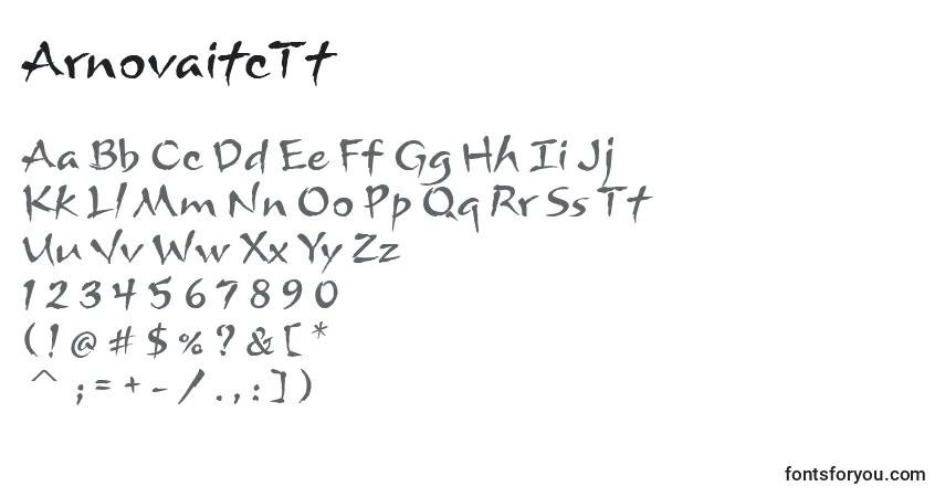 A fonte ArnovaitcTt – alfabeto, números, caracteres especiais