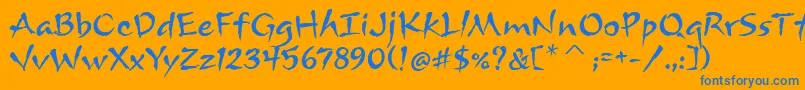 ArnovaitcTt Font – Blue Fonts on Orange Background