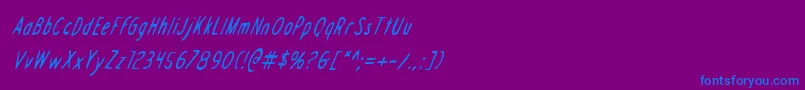 フォントDraftingTableConditalic – 紫色の背景に青い文字