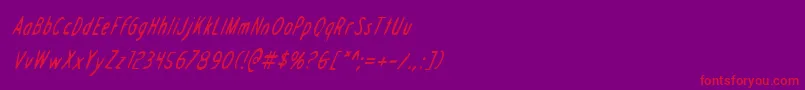 フォントDraftingTableConditalic – 紫の背景に赤い文字