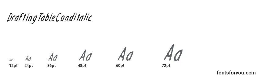 DraftingTableConditalic Font Sizes