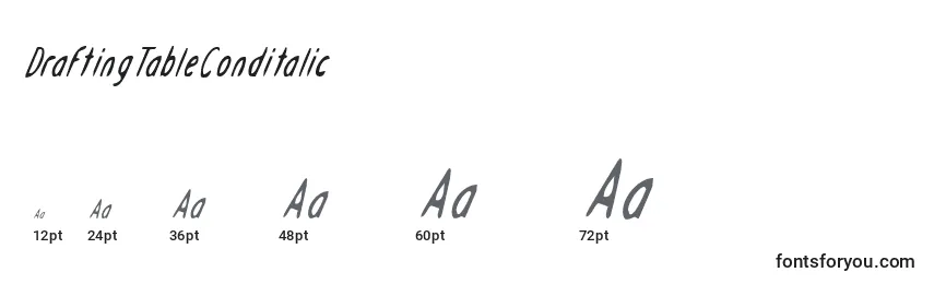 DraftingTableConditalic-fontin koot