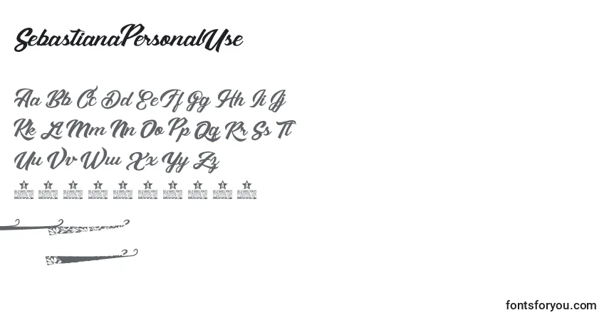 Czcionka SebastianaPersonalUse – alfabet, cyfry, specjalne znaki