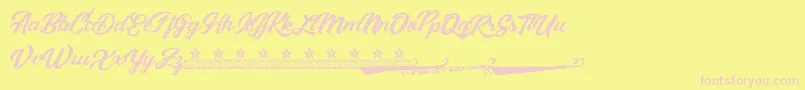 SebastianaPersonalUse-Schriftart – Rosa Schriften auf gelbem Hintergrund