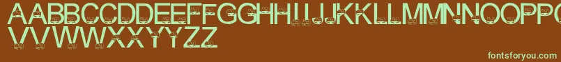 LmsCuddleCats Font – Green Fonts on Brown Background