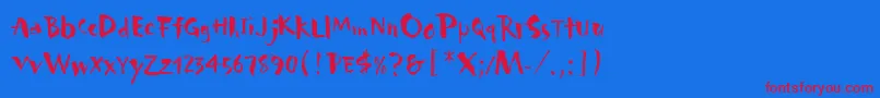 CarumbaLetPlain.1.0-Schriftart – Rote Schriften auf blauem Hintergrund