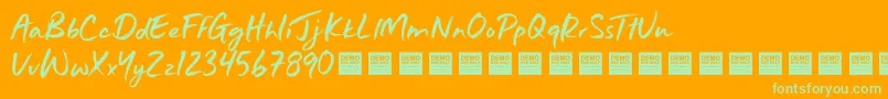JustWrightDemo Font – Green Fonts on Orange Background