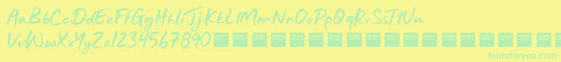 JustWrightDemo Font – Green Fonts on Yellow Background