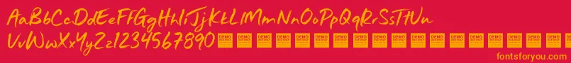 JustWrightDemo Font – Orange Fonts on Red Background