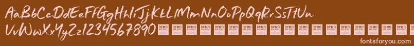 JustWrightDemo Font – Pink Fonts on Brown Background
