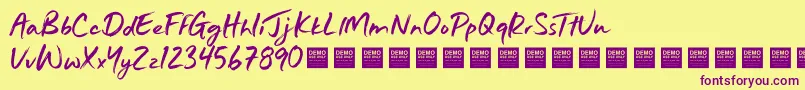 JustWrightDemo Font – Purple Fonts on Yellow Background