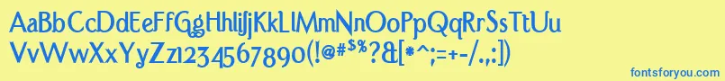 Portcreb Font – Blue Fonts on Yellow Background