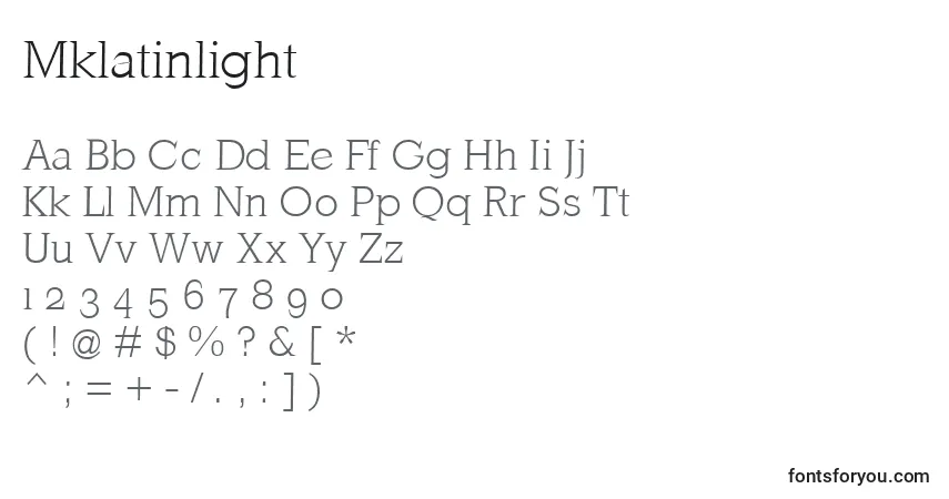 Шрифт Mklatinlight – алфавит, цифры, специальные символы