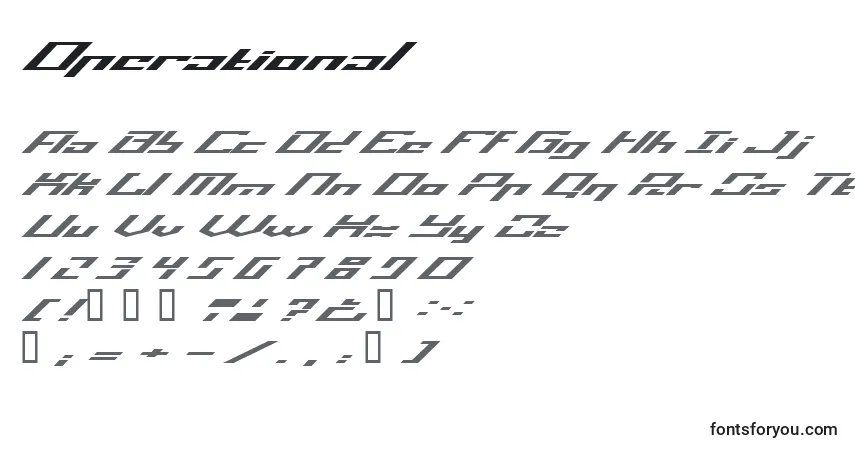 Schriftart Operational – Alphabet, Zahlen, spezielle Symbole