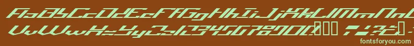 フォントOperational – 緑色の文字が茶色の背景にあります。